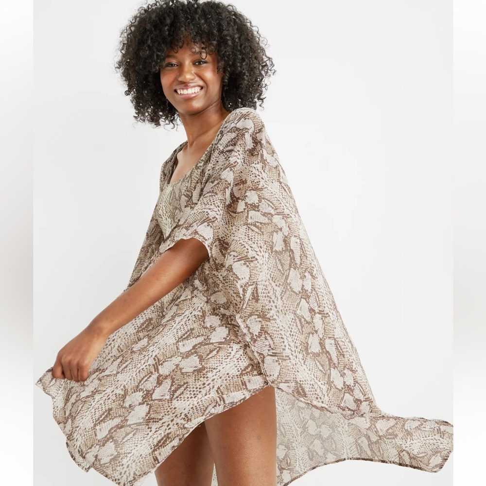 Aerie Snakeskin Python Animal Print Pattern Kimono/Swim Chiffon Cover Up OS